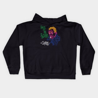 STYLIZED LINE ART CAMUS - FACE THE ABSURD - neon Kids Hoodie